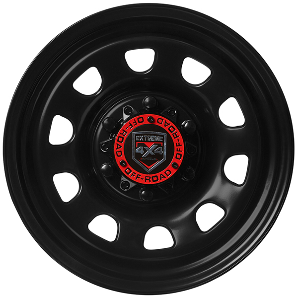 Extreme 4x4 Steel Wheel D Hole 16x7 Blk 6 139 7 30p 106 1cb Fits Hilux Dmax Cap