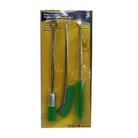 Union 3pc Hand Brush Set 0.2mm Green PVC Wire Loop Handle HET-37 7132702