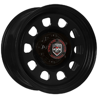 Extreme 4x4 Steel Wheel D-Hole 18X8 6/139.7 30P Black 110.1cb fits Ranger + Cap