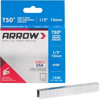 Arrow Genuine T50 Staples 1/2" 12mm Heavy Duty Universal Fit - Box of 1250 AR508