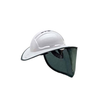 Beaver Hard Hat Snap Brim White w/ Green Neck Flap to suits Protector SBHC600WHT