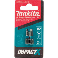 Makita ImpactX Square #2 x 25mm Insert Bit S2 Steel Constr. - Pack of 2 A-96512